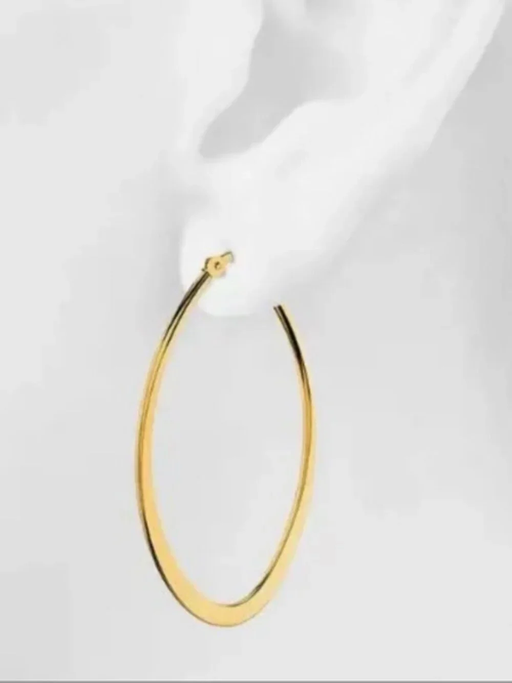 Large Gold Oval Hoop Earrings  (1210) - Picture 2 of 4
